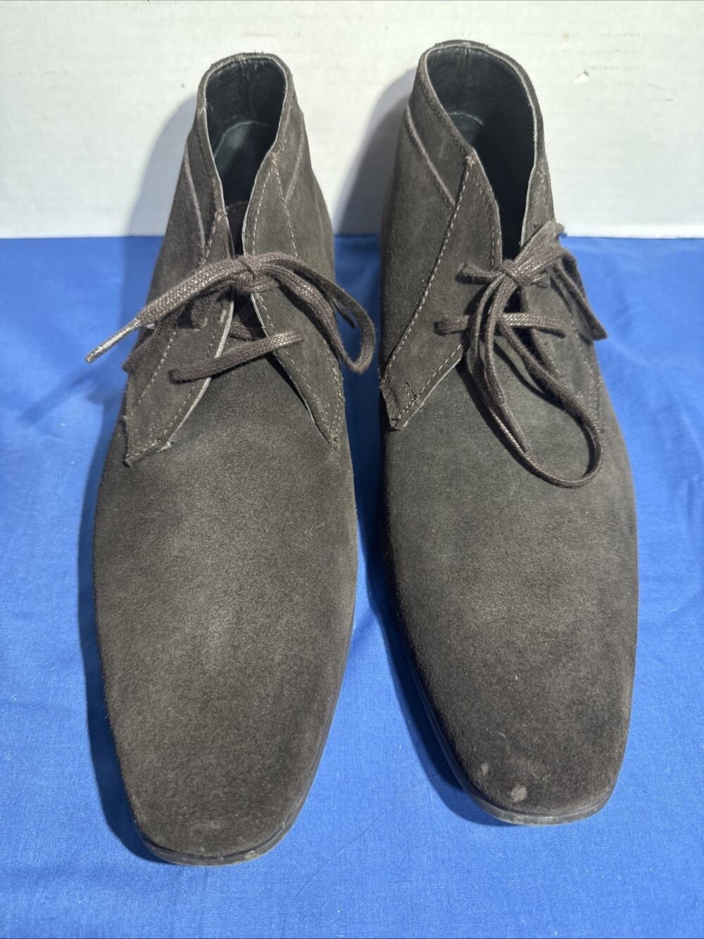 Calvin Klein Ballard Chukka Boots Mens 9 Dark Brown Suede Lace Up Ankle